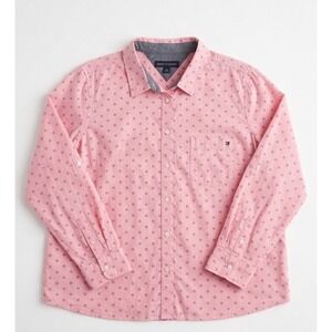 Tommy Hilfiger Womens 1X Plus Pink Daisy Print Button Down Shirt